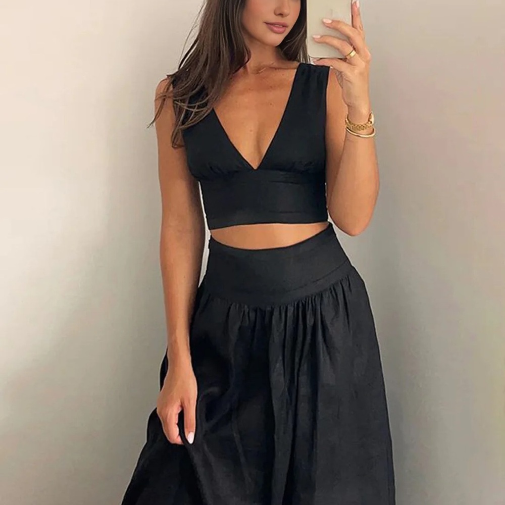 Commense Black Skirt Set
